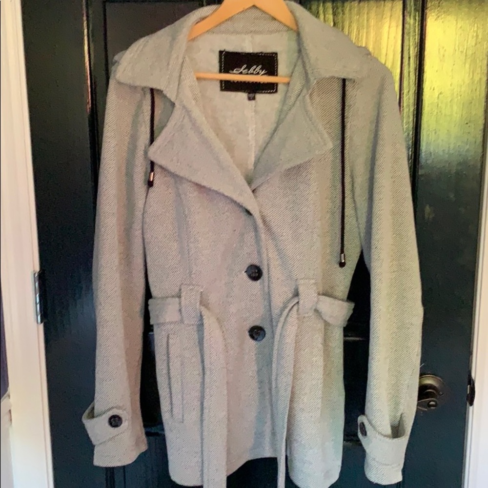 Like New!! Grey Hooded Belted Winter Coat